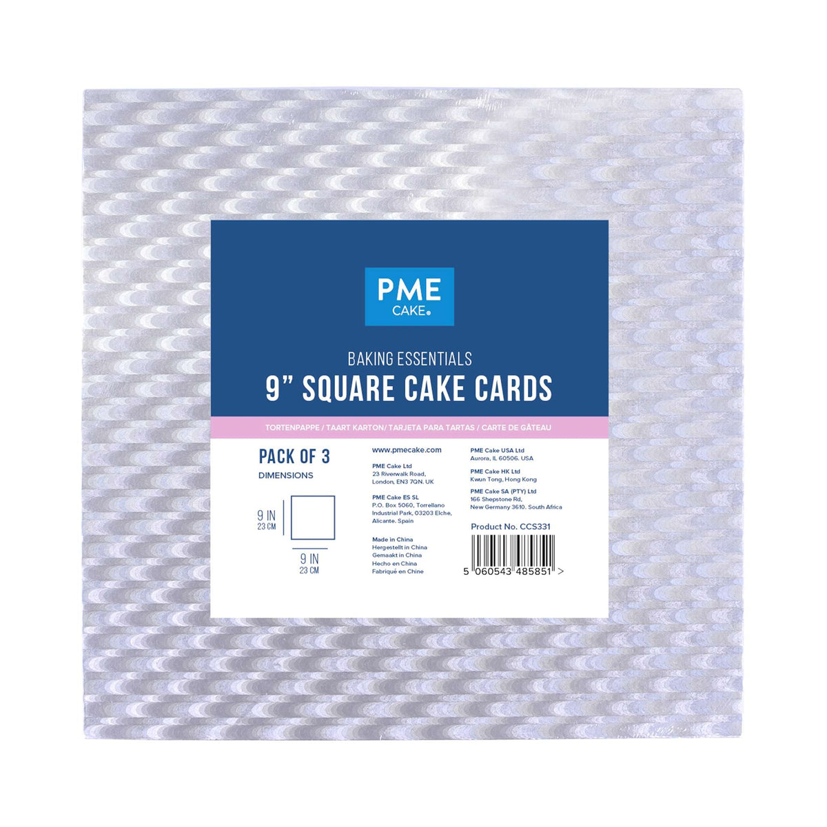 Value Square Cake Card (228mm / 9in), Set of 3