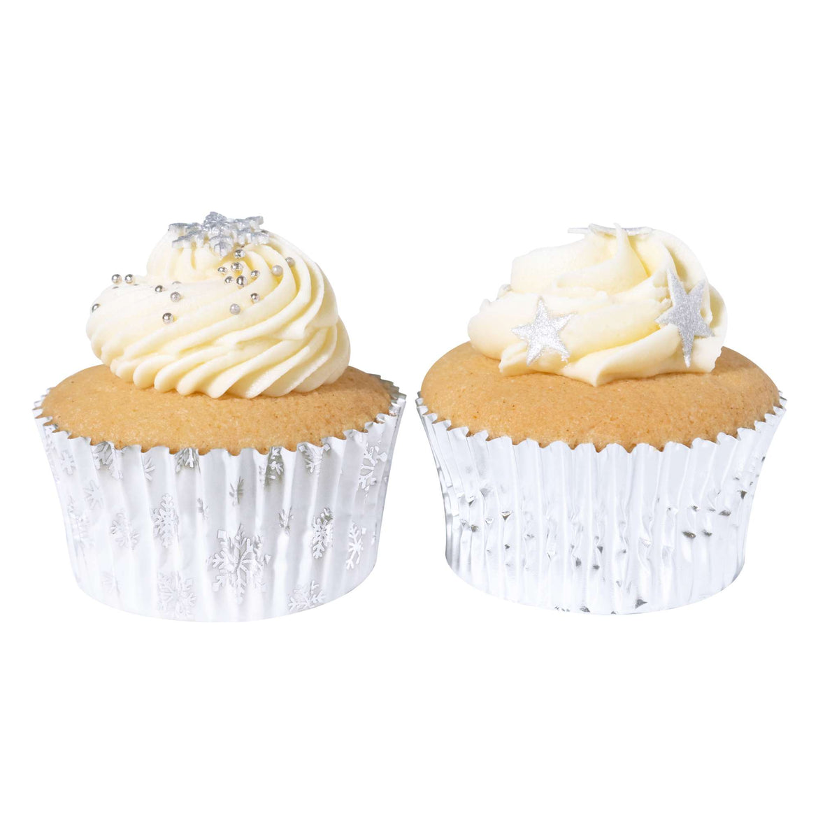 Silver Snow Foil Lined Cupcake Cases Pk/60