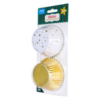 Weihnachtliche folienbeschichtete Cupcake-Förmchen - Goldene Sterne (60 Stück)
