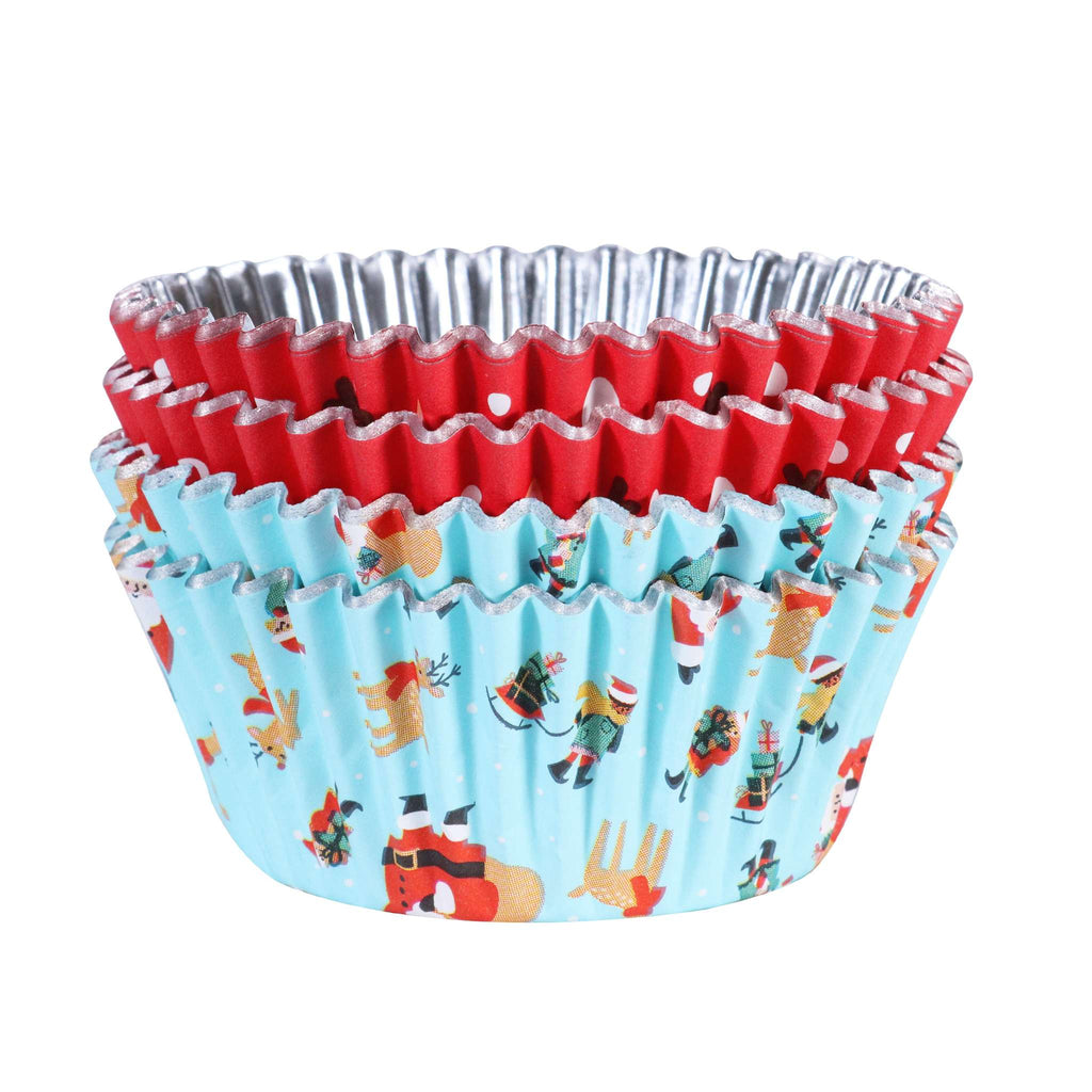 Kerst Cupcake Vormpjes met Folievoering - Kerstman & Rudolph (60 stuks)