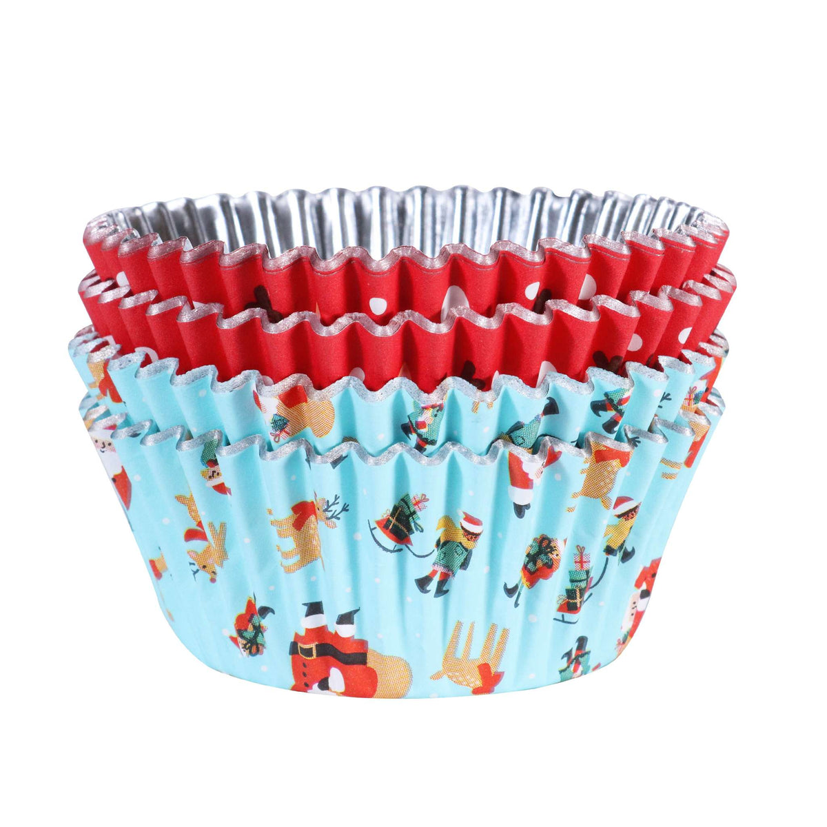 Santa & Rudolph Foil Lined Cupcake Cases Pk/60