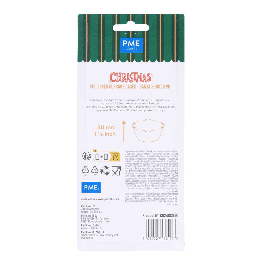Kerst Cupcake Vormpjes met Folievoering - Kerstman & Rudolph (60 stuks)