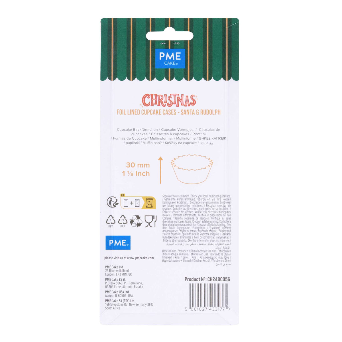 Santa & Rudolph Foil Lined Cupcake Cases Pk/60