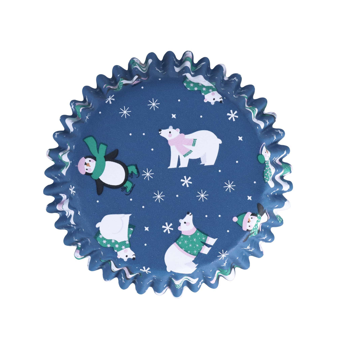 Noël Caissettes à cupcakes en Aluminium - Neige Amusante (60 pièces)