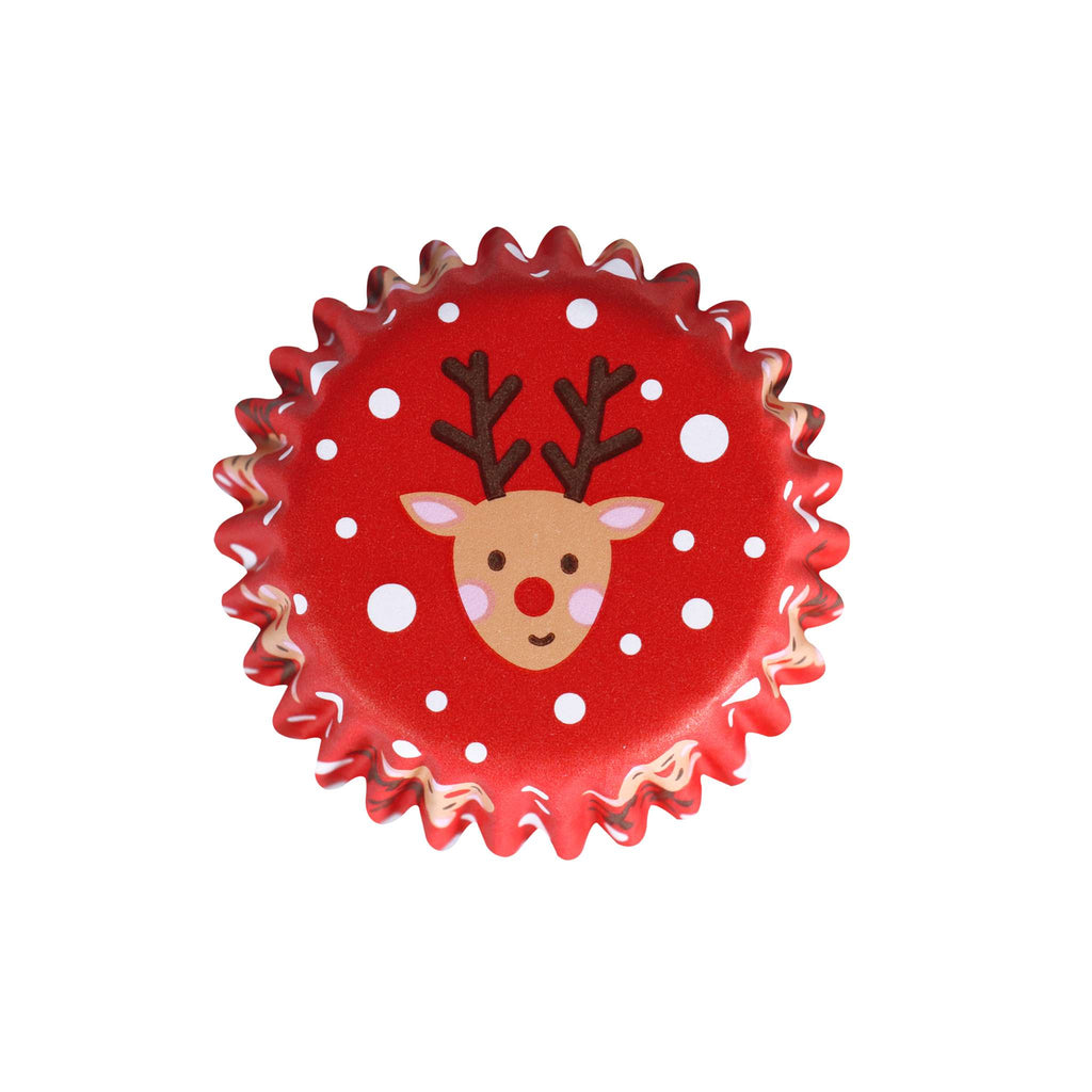 Kerst Cupcake Vormpjes met Folievoering, Rudolph - Mini Formaat (60 stuks)