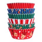 Weihnachtliche folienbeschichtete Cupcake-Förmchen - Santa-Mix (100 Stück)