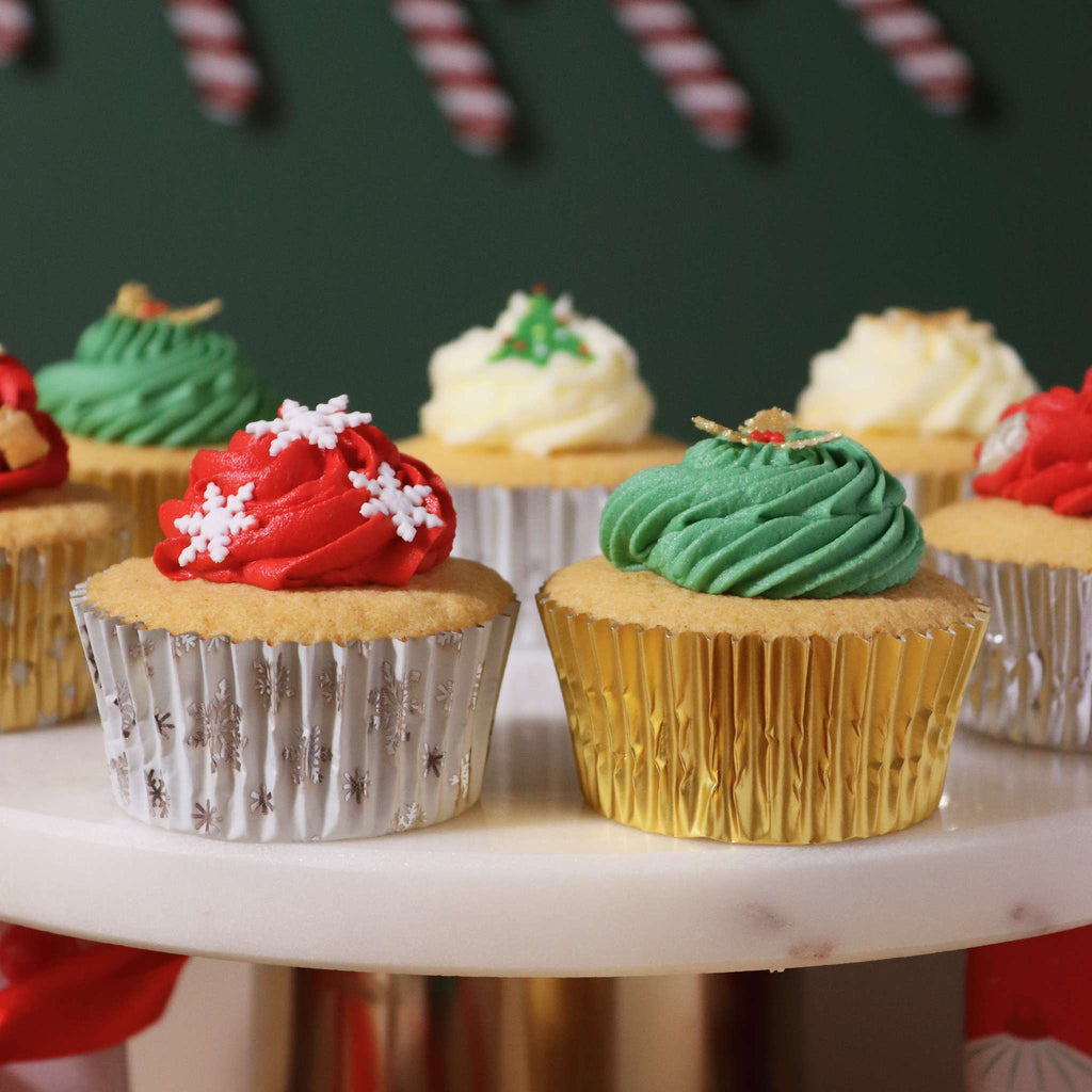 Noël Caissettes à cupcakes en Aluminium - Métalliques Or & Argent (100 pièces)