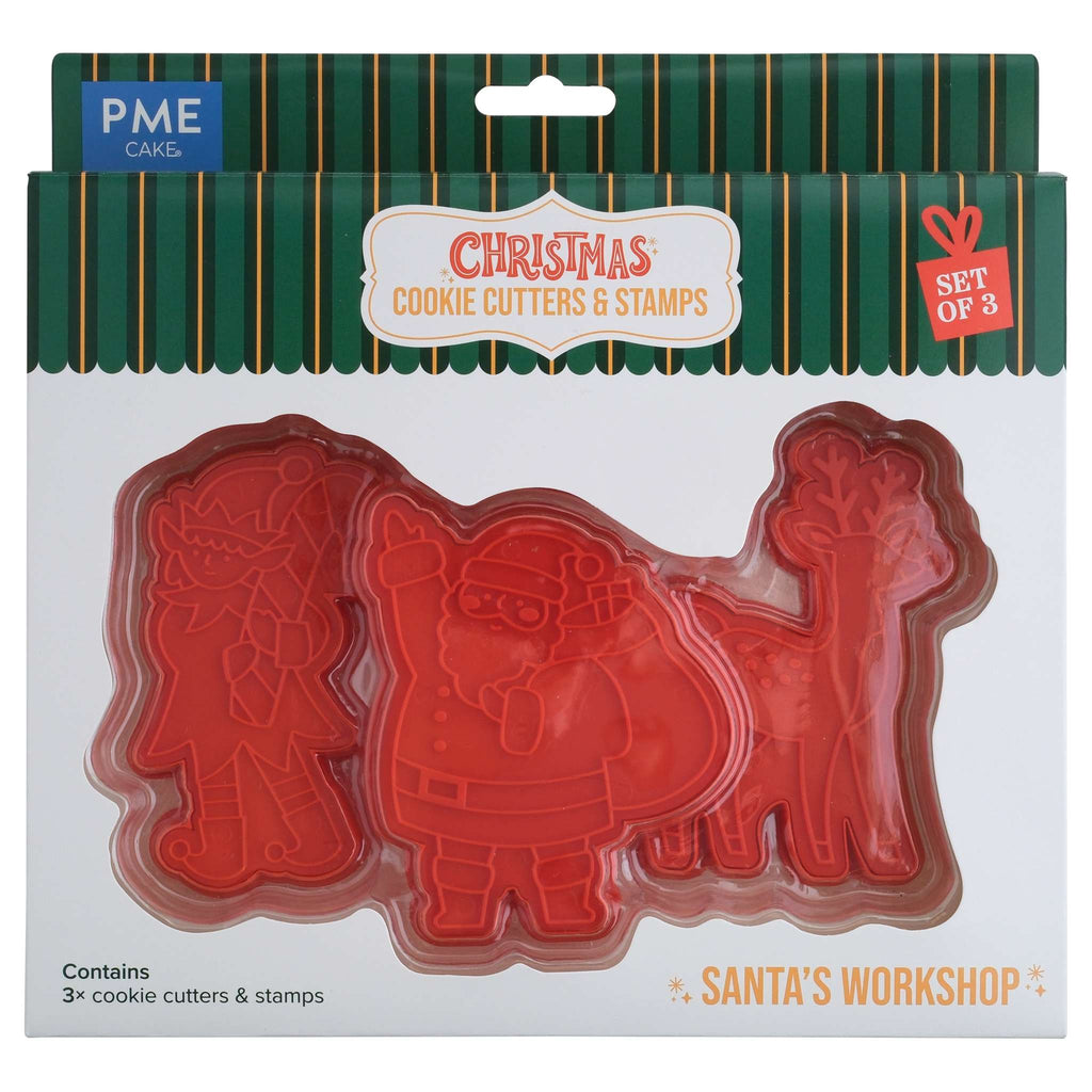Santa's Workshop Cookie Cutters & Stamps Set Of 3