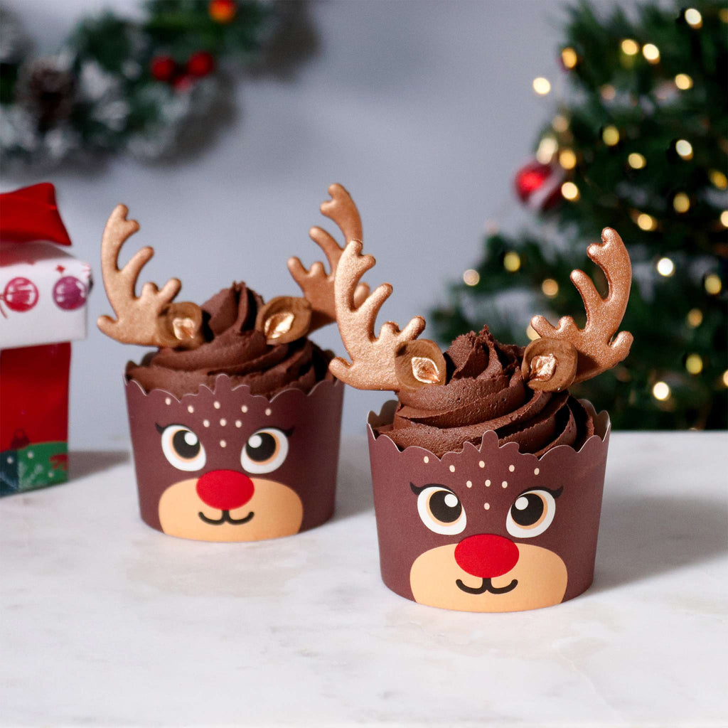 Kerst Cupcake Versieringset - Rendieren (Set van 6)