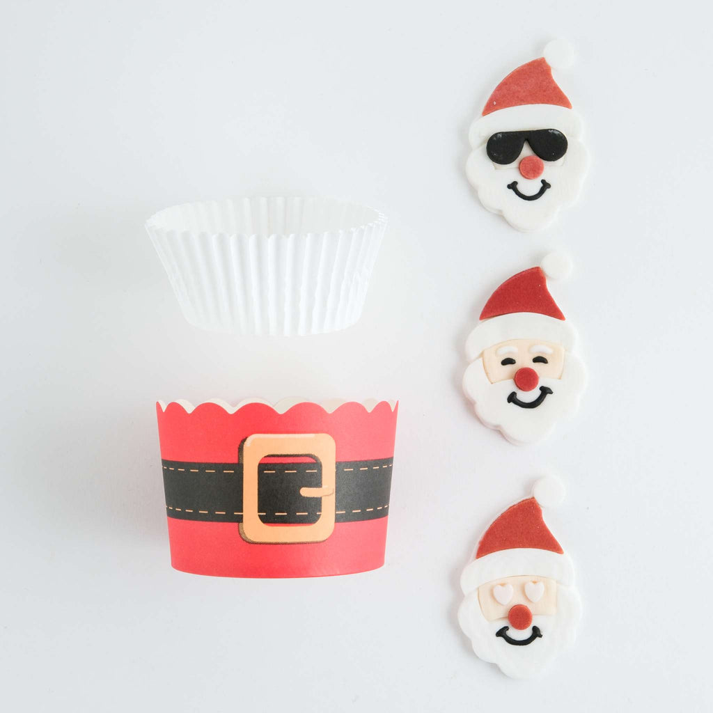 Weihnachts Cupcake-Dekorationsset - Emoji Santa (6er-Set)