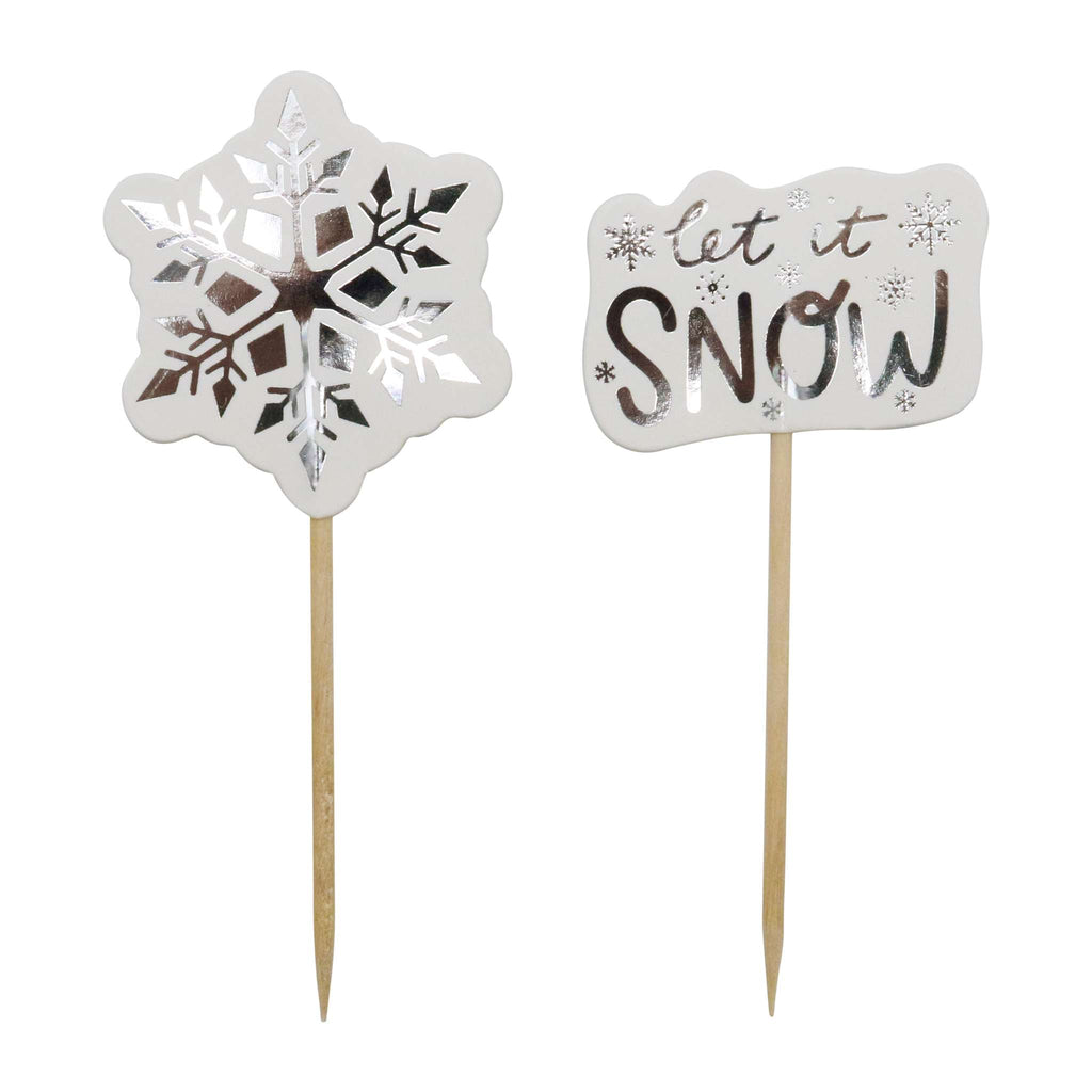 Weihnachtliche Bakförmchen & Cupcake Dekorationensset - Lass es Schneien (24er-Set)