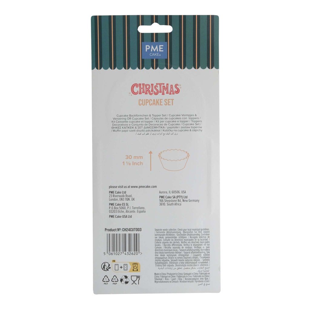 Weihnachtliche Bakförmchen & Cupcake Dekorationensset - Lass es Schneien (24er-Set)