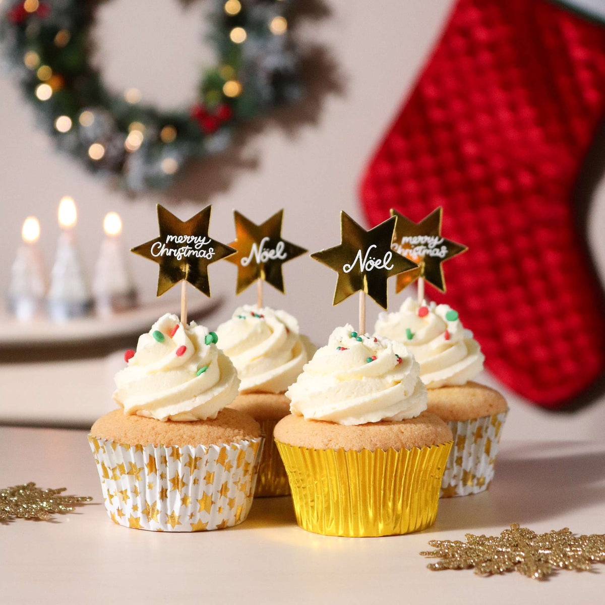 Golden Stars Cupcake Set Of 24