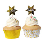 Weihnachtliche Bakförmchen & Cupcake Dekorationensset - Goldene Sterne (24er-Set)