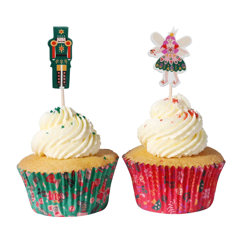 Kerst Cupcakevormpjes & Topper Set van 24 - Notenkraker