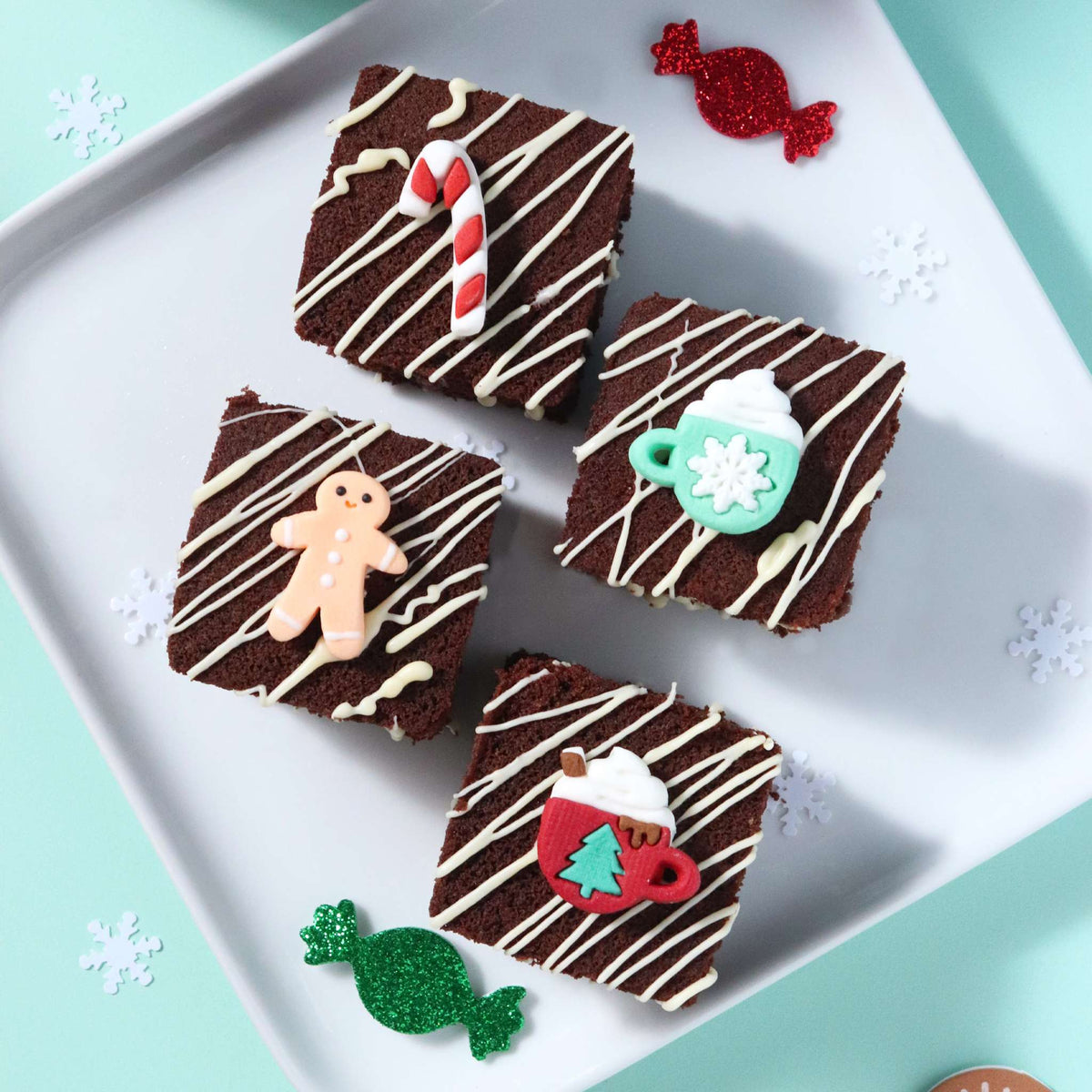 Navidad Decoraciones de Azúcar Comestibles - Alegría Navideña (12 piezas)