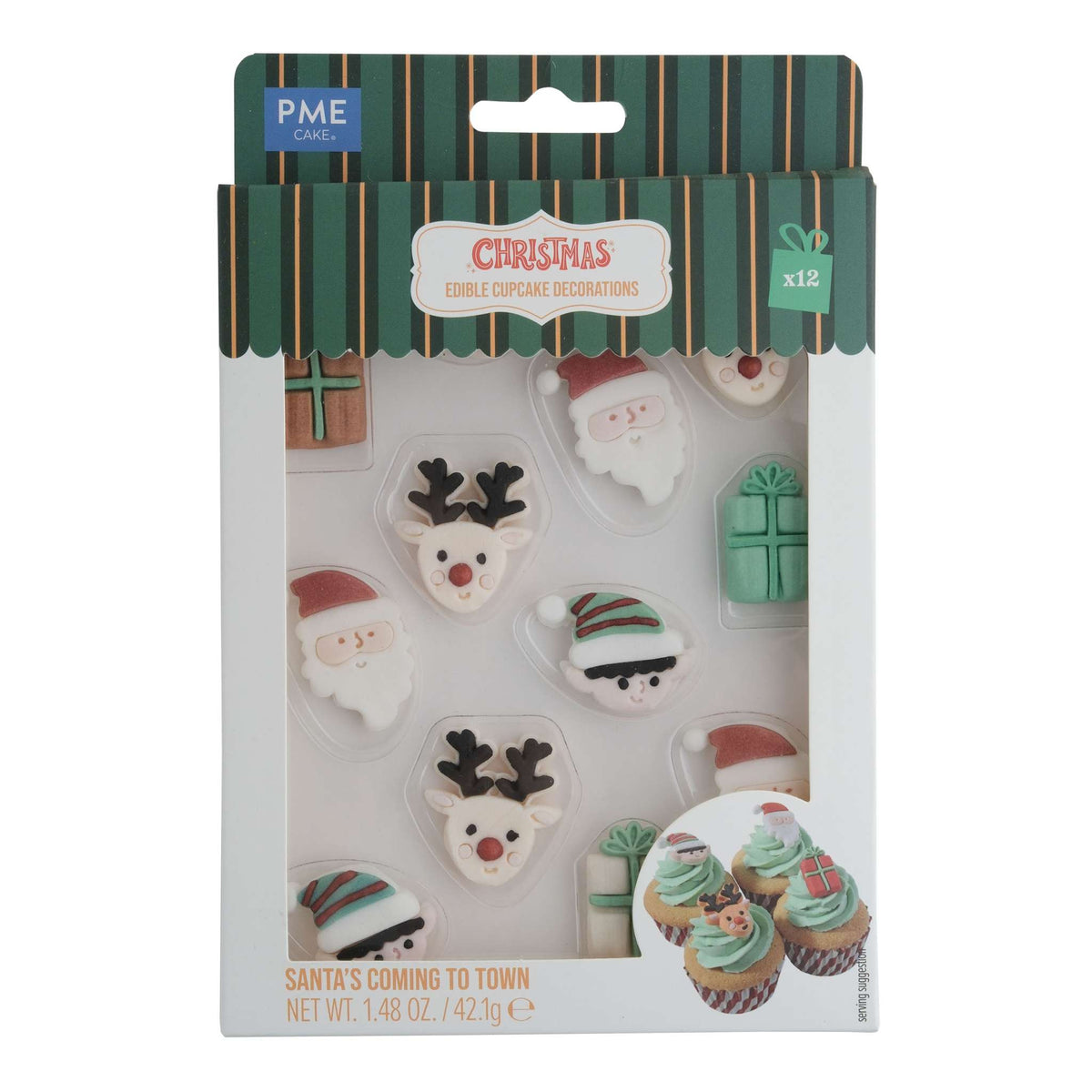 Navidad Decoraciones de Azúcar Comestibles - ¡Santa Viene a la Ciudad! (12 piezas)