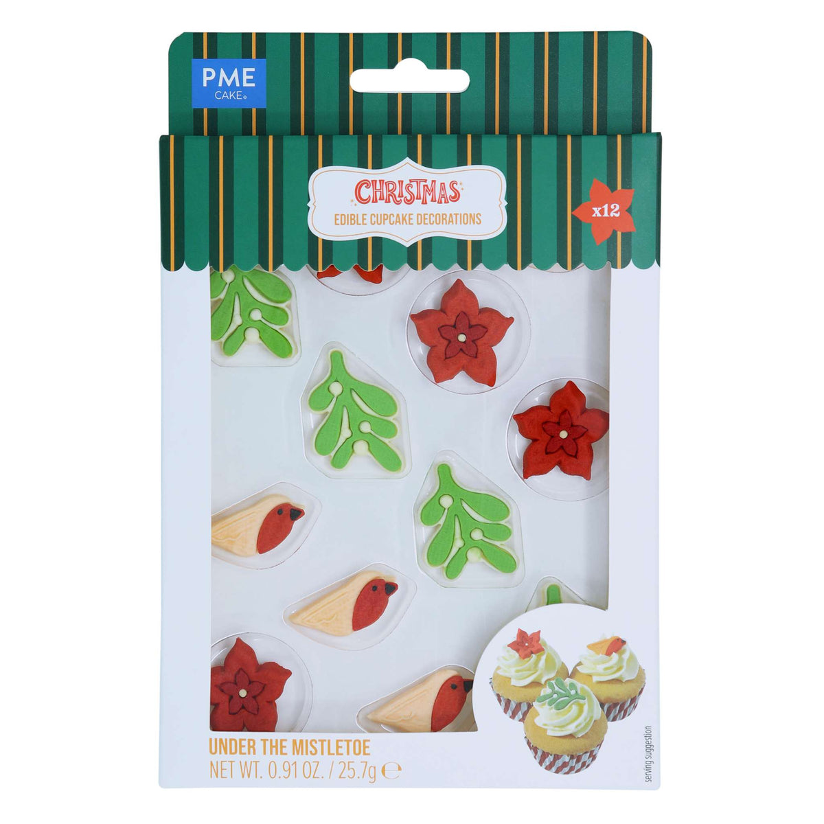Kerst Eetbare Suikerdecoraties - Onder de Mistletoe (12 stuks)