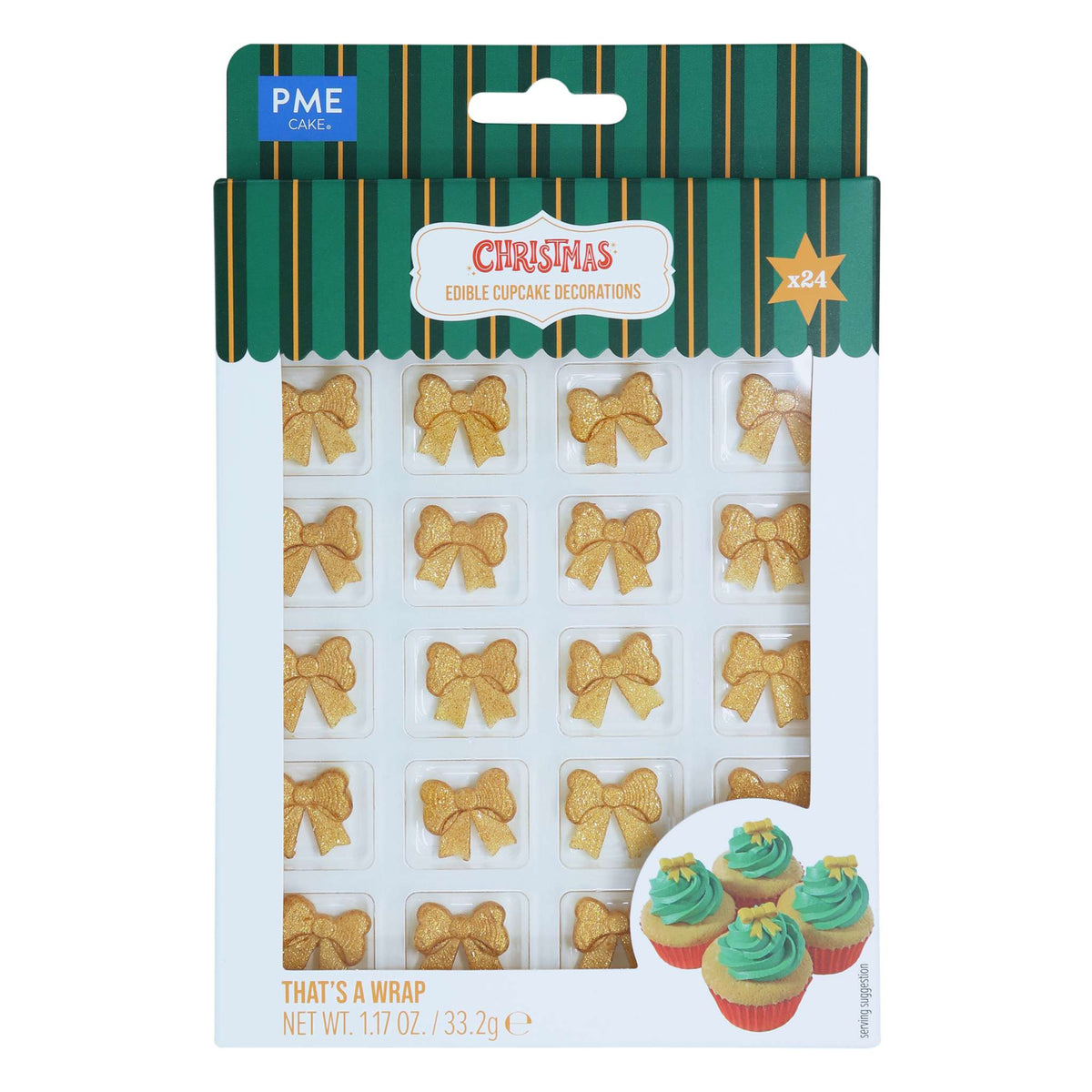 Navidad Decoraciones de Azúcar Comestibles - Cintas y Moños (24 piezas)