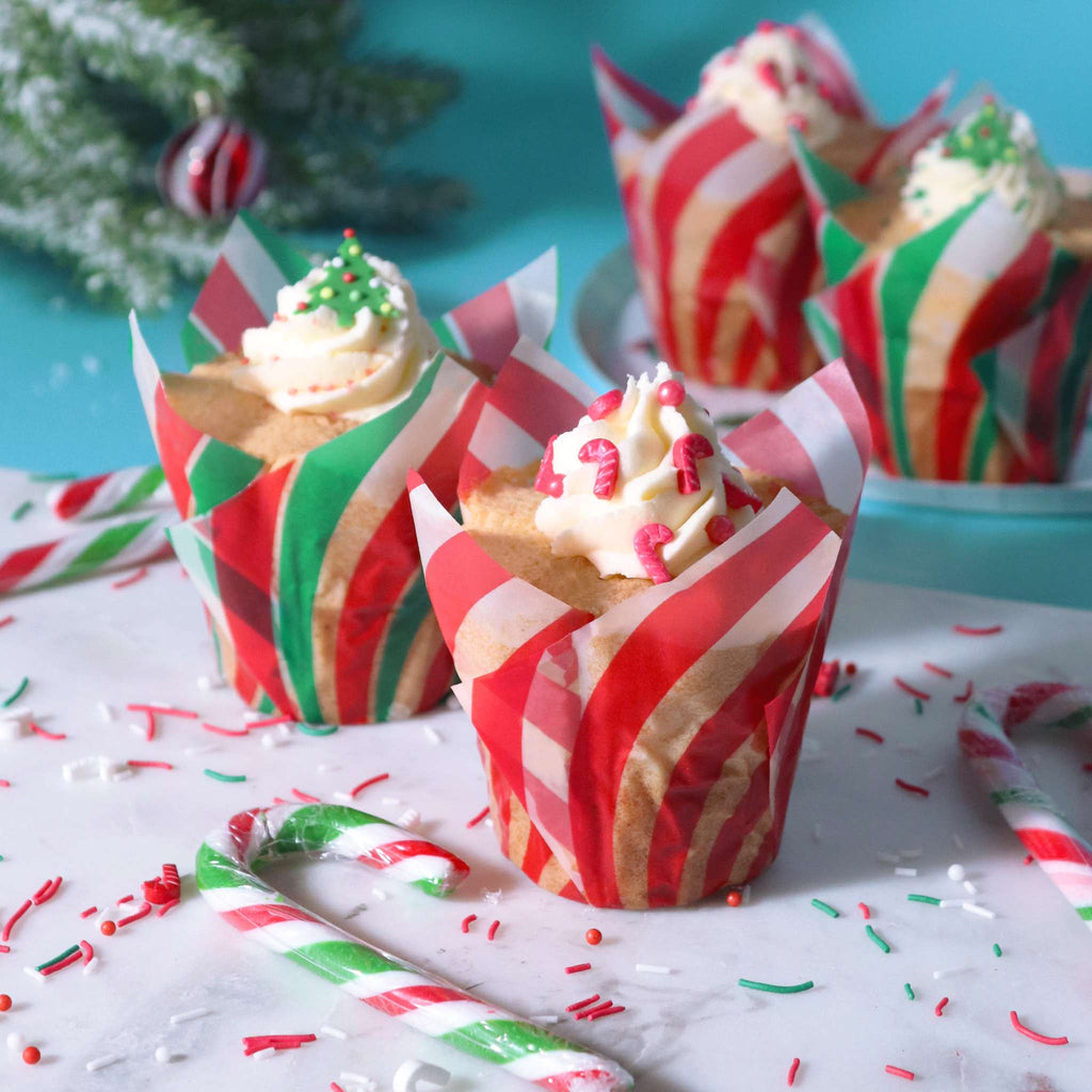 Noël Caissettes à Muffins en forme de Tulipe - Canne en Sucre (24 pièces)