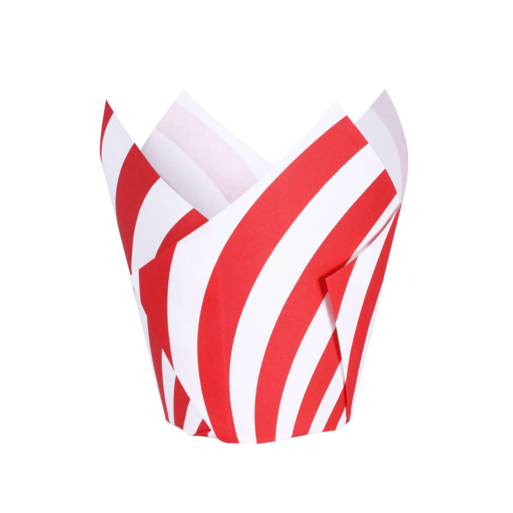 Noël Caissettes à Muffins en forme de Tulipe - Canne en Sucre (24 pièces)