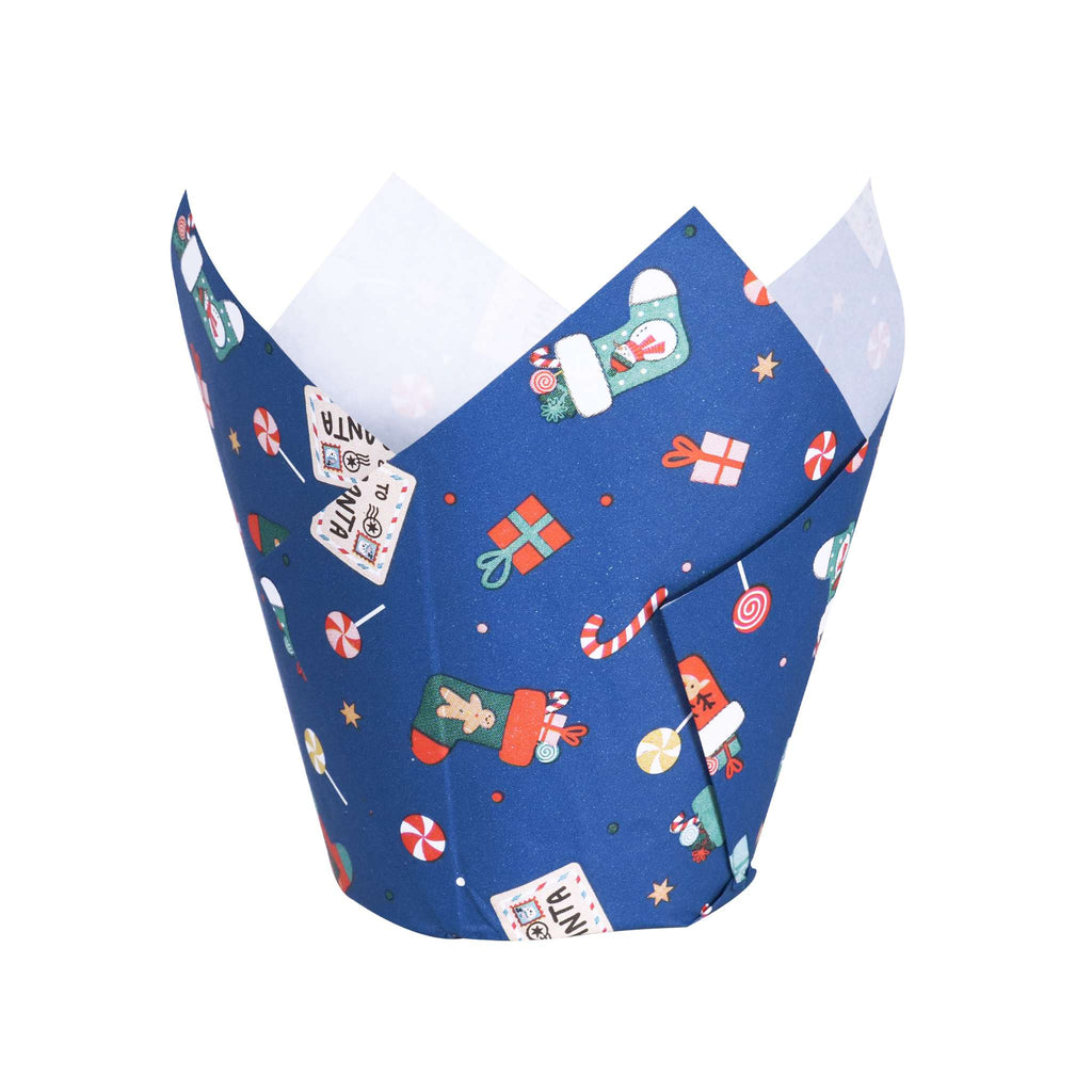 Noël Caissettes à Muffins en forme de Tulipe - Atelier du Père Noël (24 pièces)