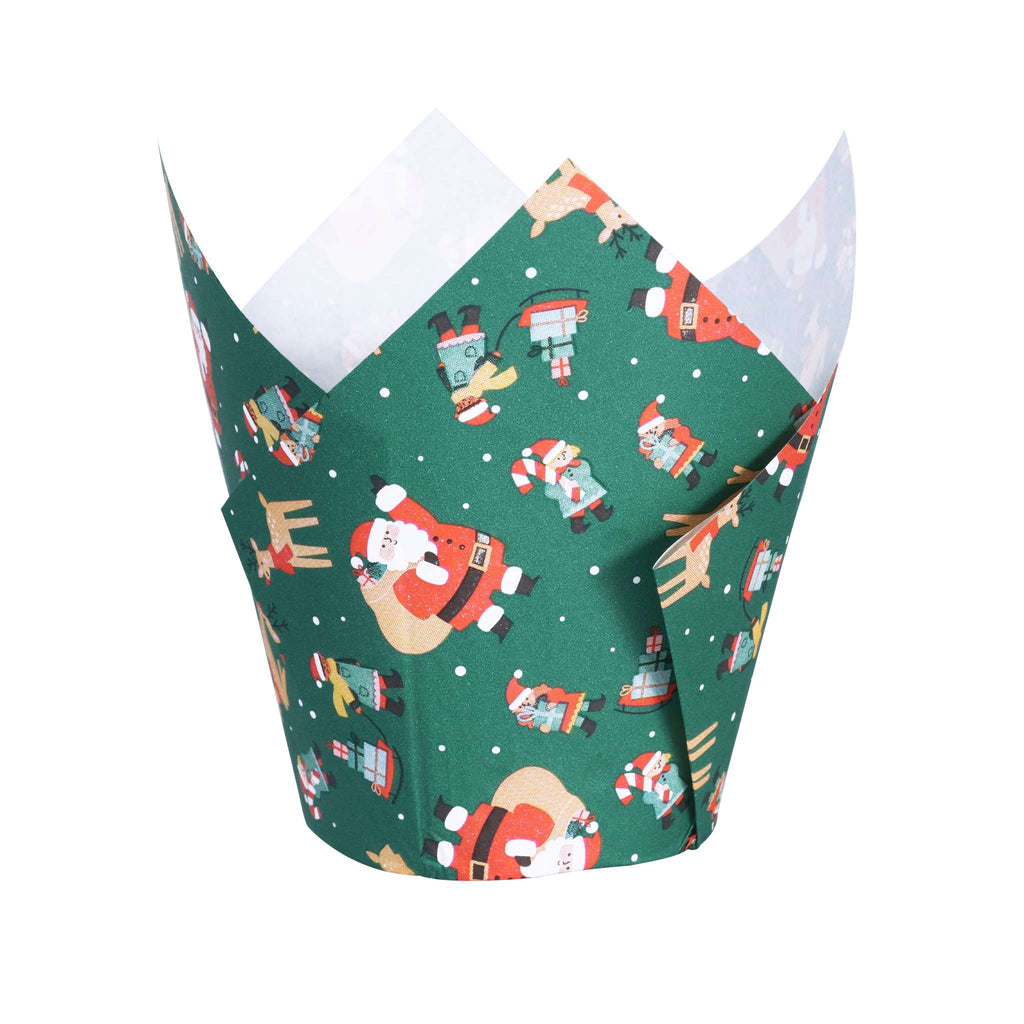 Noël Caissettes à Muffins en forme de Tulipe - Atelier du Père Noël (24 pièces)