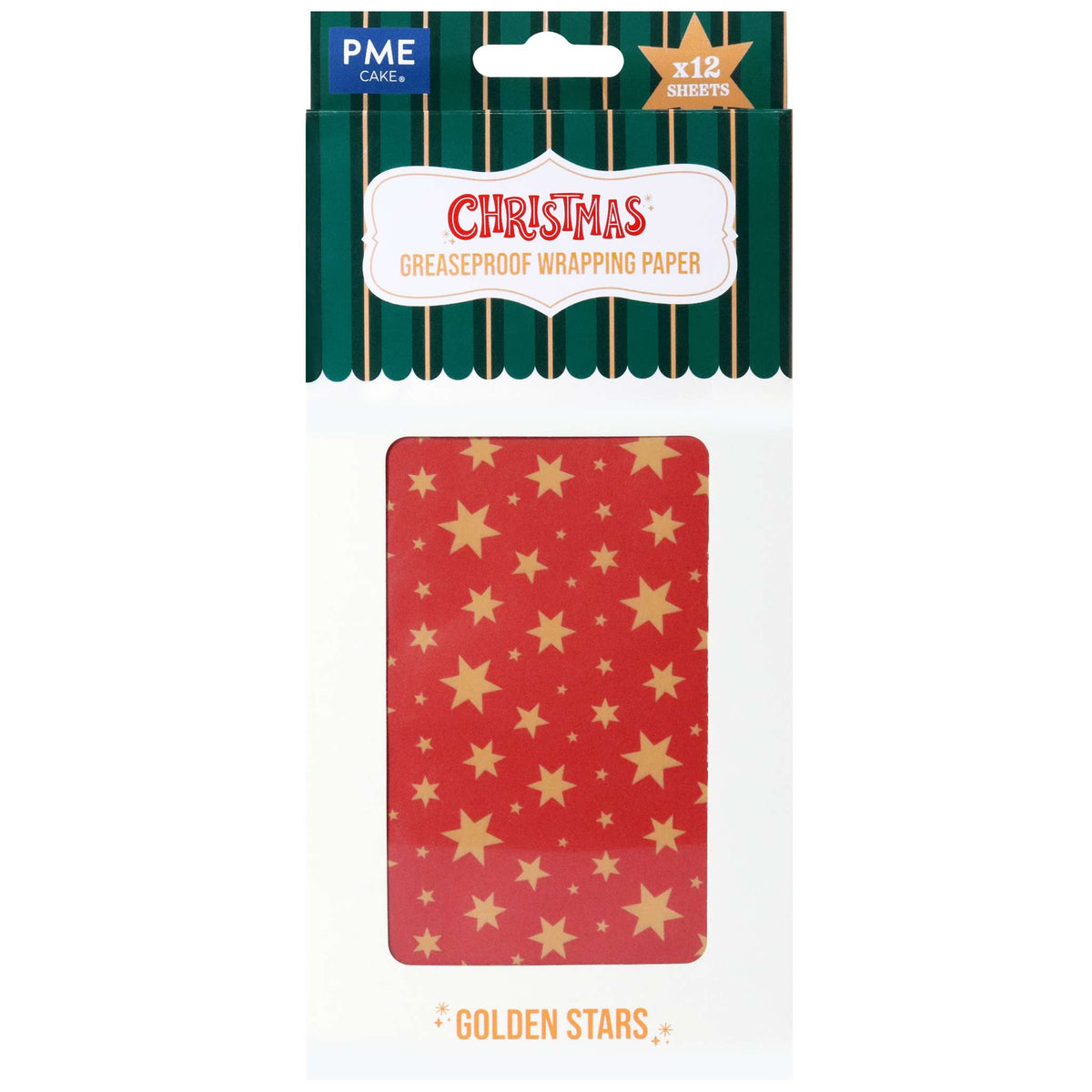 Golden Stars Greaseproof Wrapping Paper Pk/12