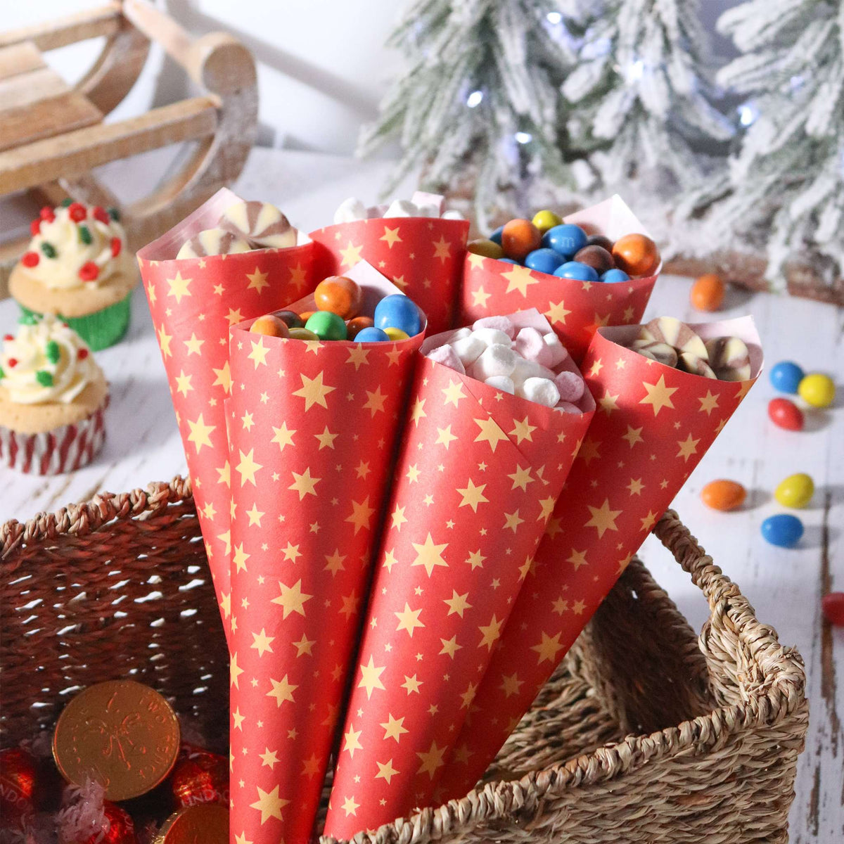 Golden Stars Greaseproof Wrapping Paper Pk/12
