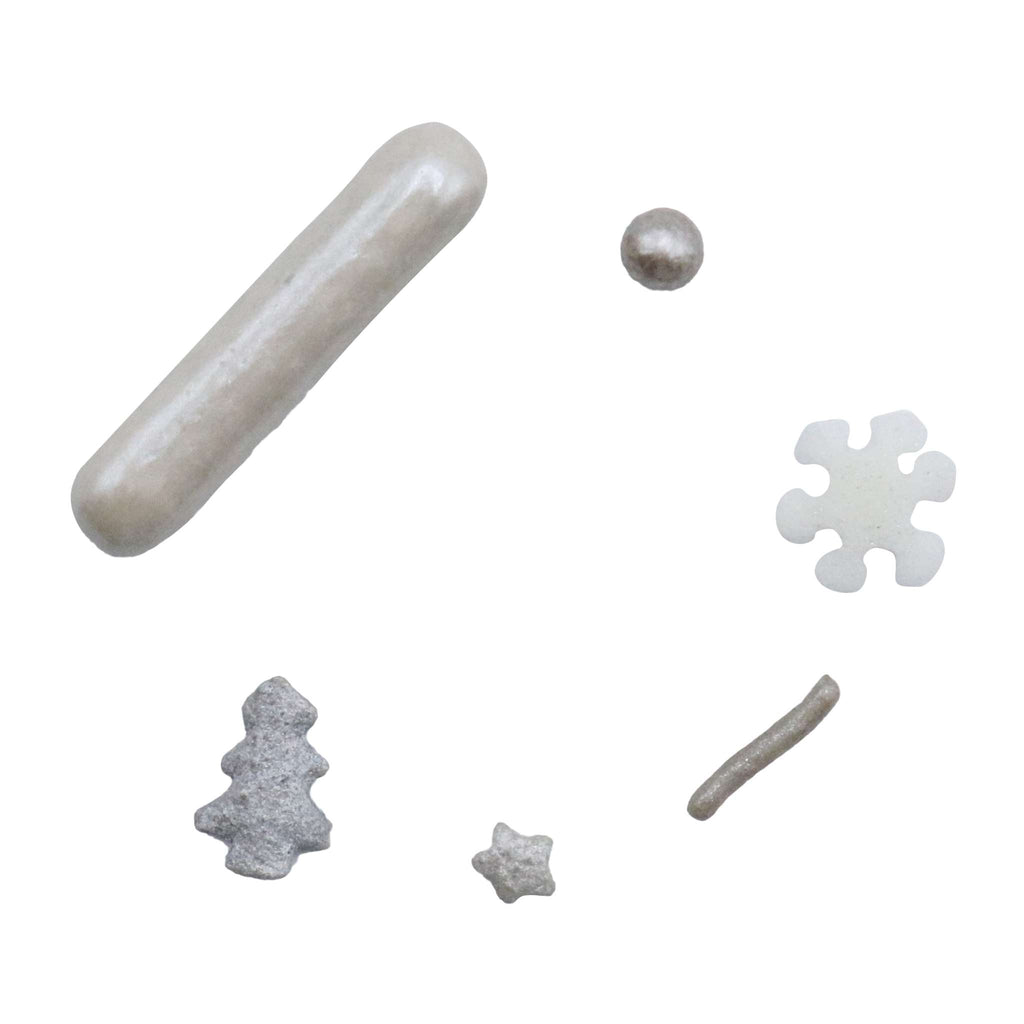 Weihnachts-Streusel - Silberneglitzersterne (160g)