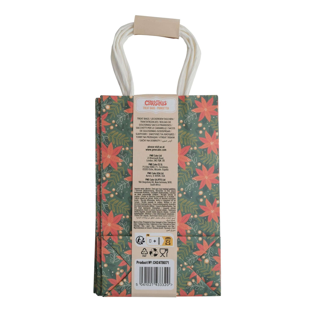 4 Sacs à friandises en papier pour Noël - Poinsettias