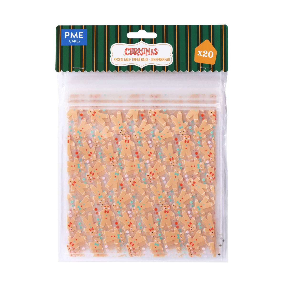 20 Sacs à friandises en plastique refermables pour Noël - Pain d'épices