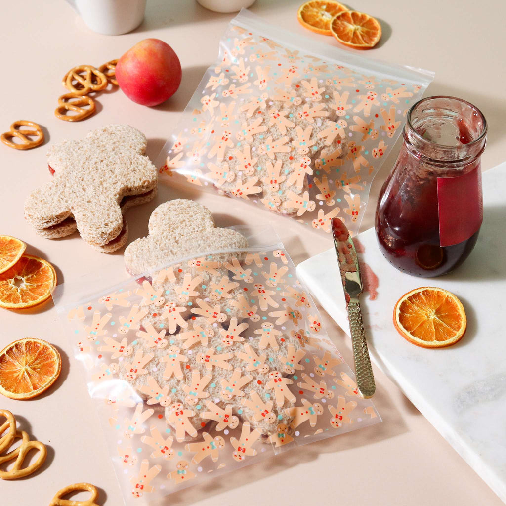 20 Weihnachts Plastik-Wiederverschließbare Party-Tüten - Lebkuchenmann