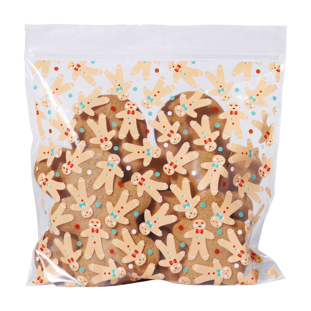 20 Weihnachts Plastik-Wiederverschließbare Party-Tüten - Lebkuchenmann