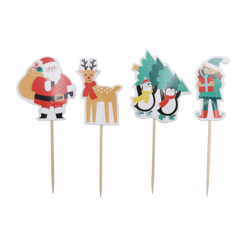 Weihnachtliche Kuchendeko Topper - Santa & Freunde (24 Stück)