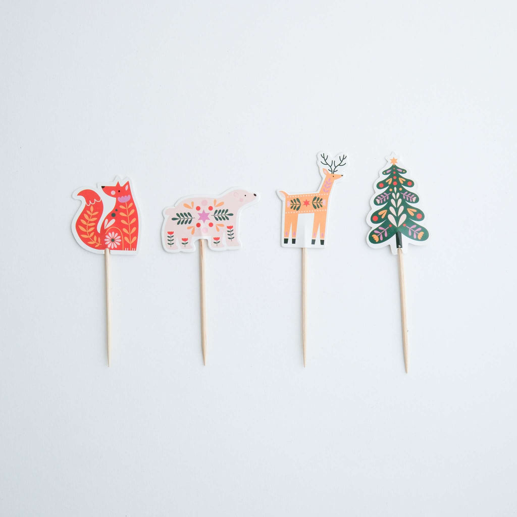 Navidad Toppers Decoración para Cupcakes - Bosque Encantado (24 piezas)