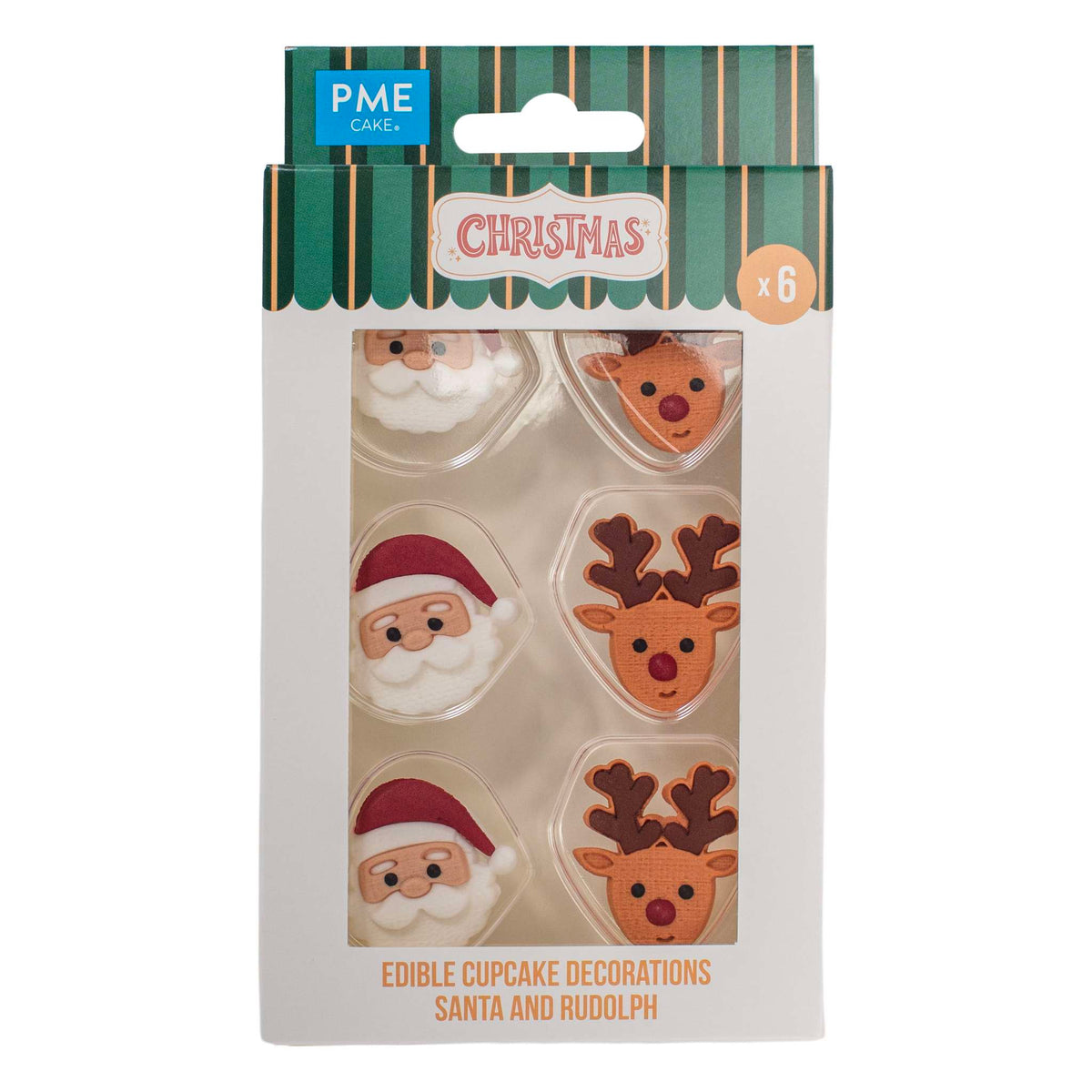Santa And Rudolph Edible Cupcake Decorations Pk/6 (13.96g)