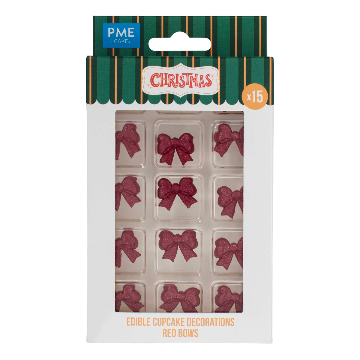 Red Bows Edible Cupcake Decorations Pk/15 (10.89g)
