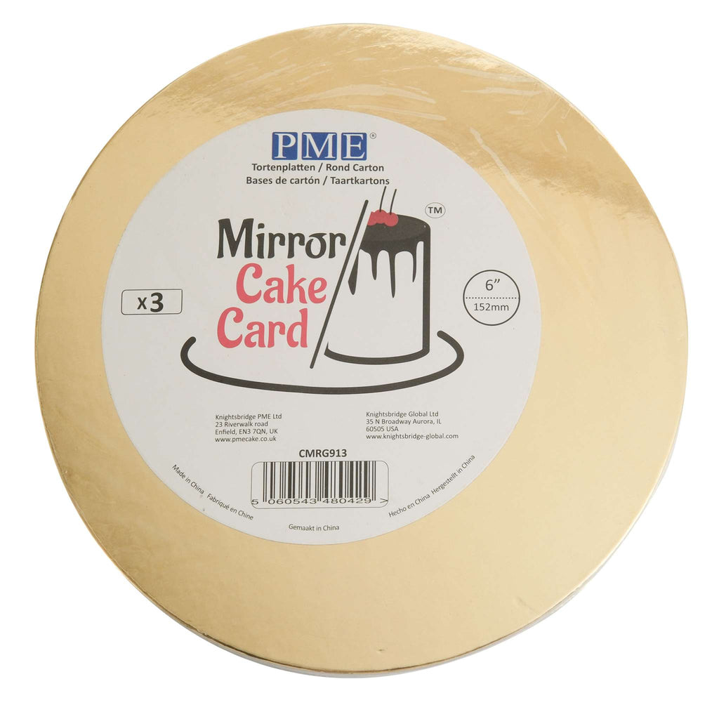 Mirror Cake Card - Runde Tortenunterlage Gold 152mm (6 Zoll), Packung mit 3