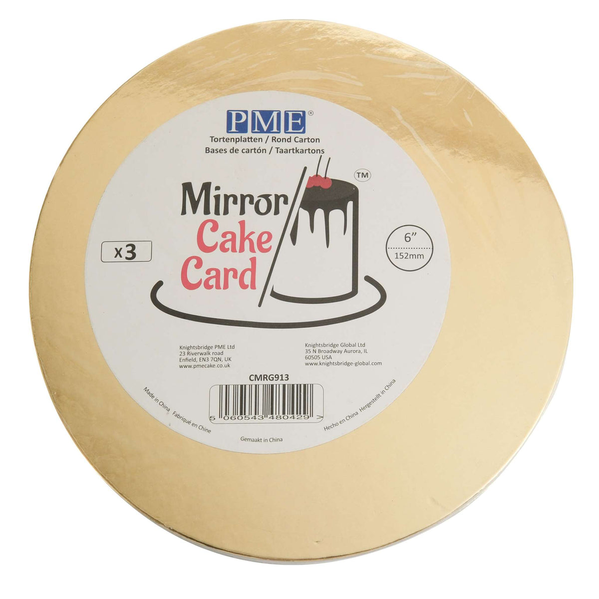 Round Gold Mirror Cake Card  (6in / 152mm)