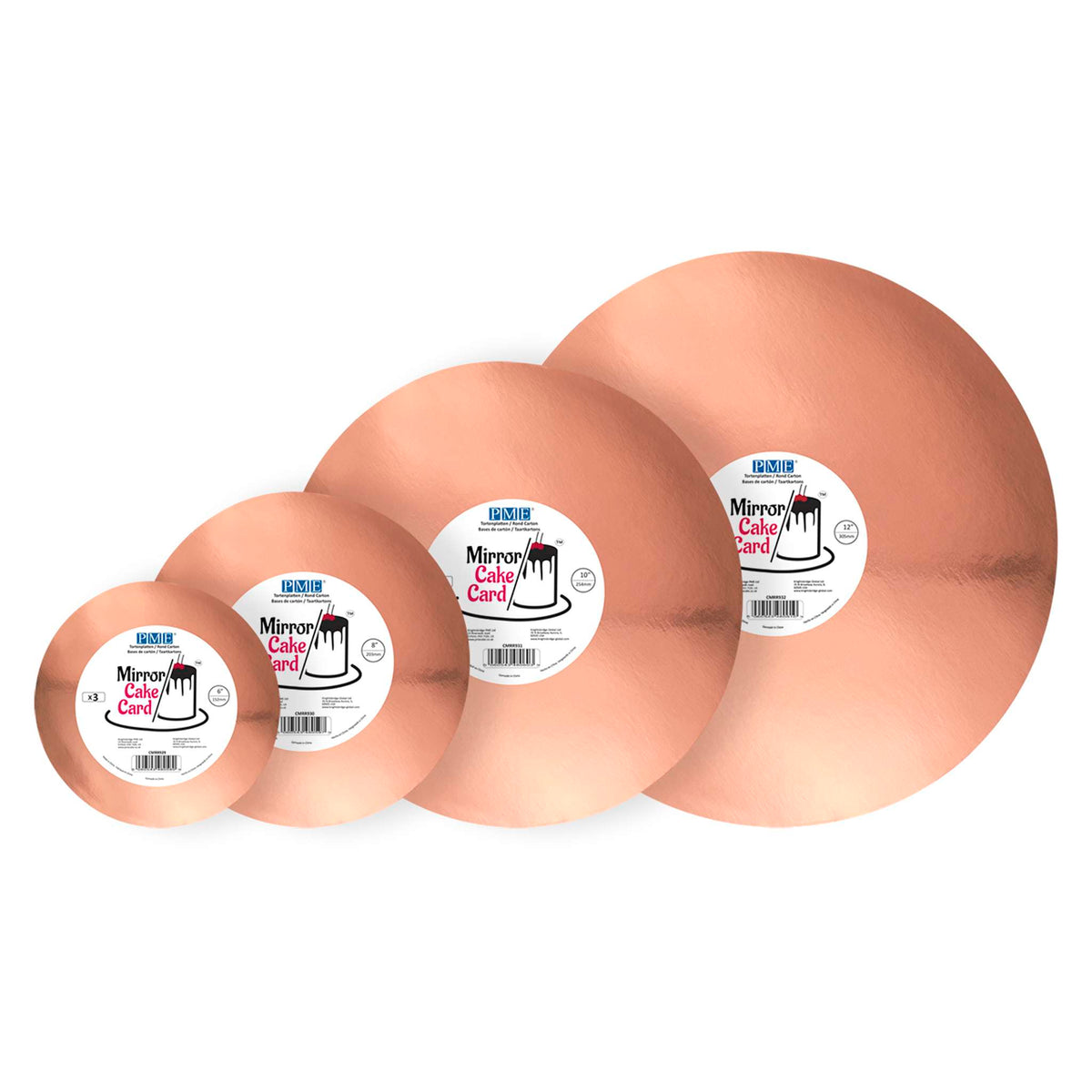 Round Rose Gold Mirror Cake Card (8in / 203mm)
