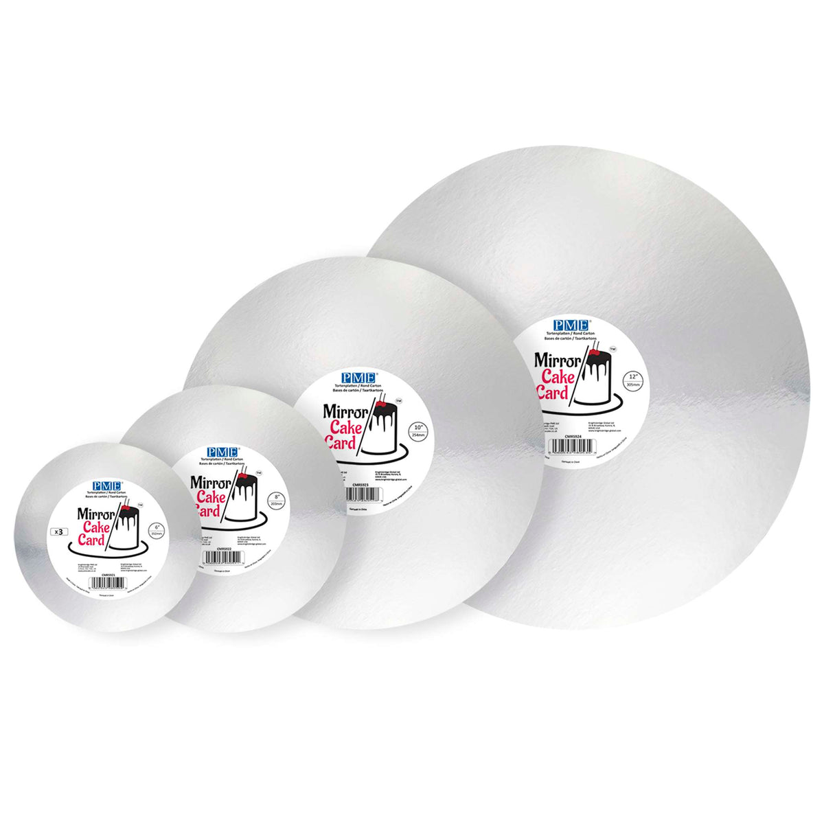 Round Silver Mirror Cake Card (8in / 203mm)