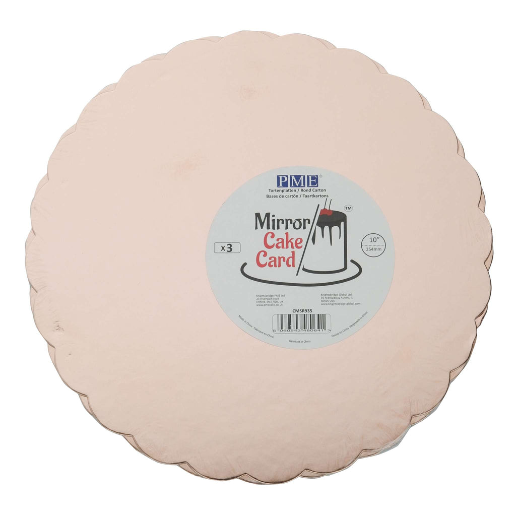 Carte de miroir pour gâteau - Or rose en coquille 254mm (10 pouces), Pack de 3