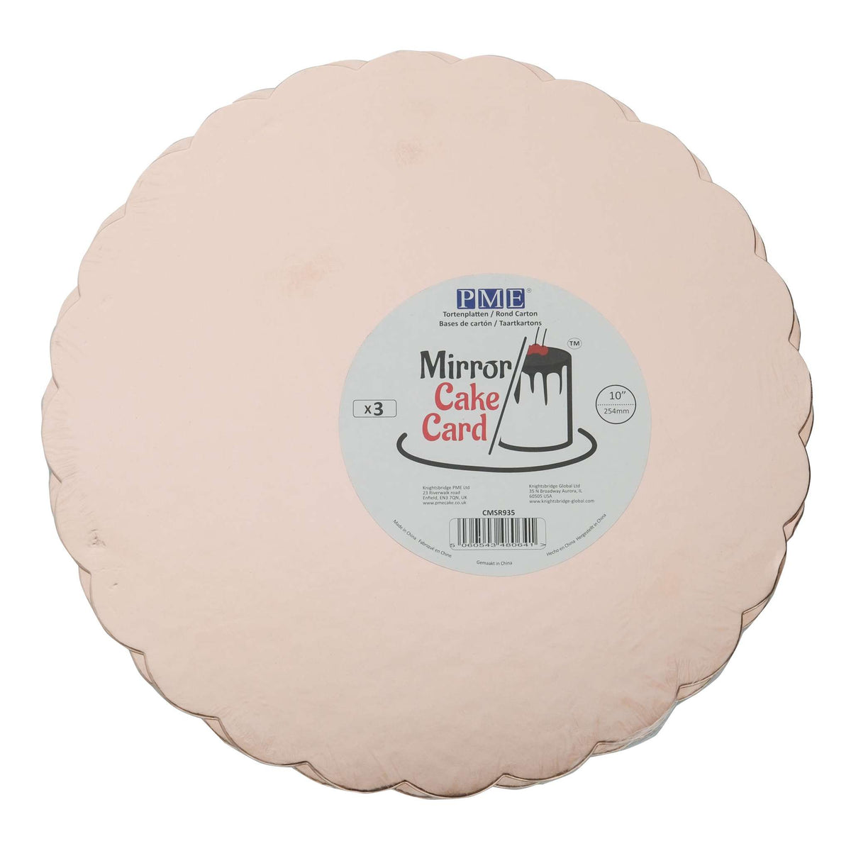 Scallop Edge Rose Gold Mirror Cake Card (10in / 254mm)