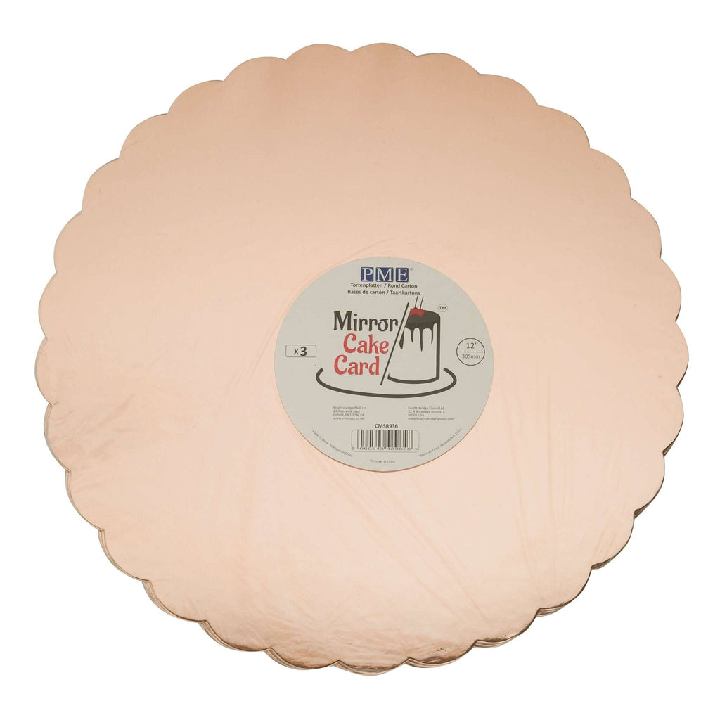 Mirror Cake Card - Runde Tortenunterlage Roségold 254mm (10 Zoll), Packung mit 3