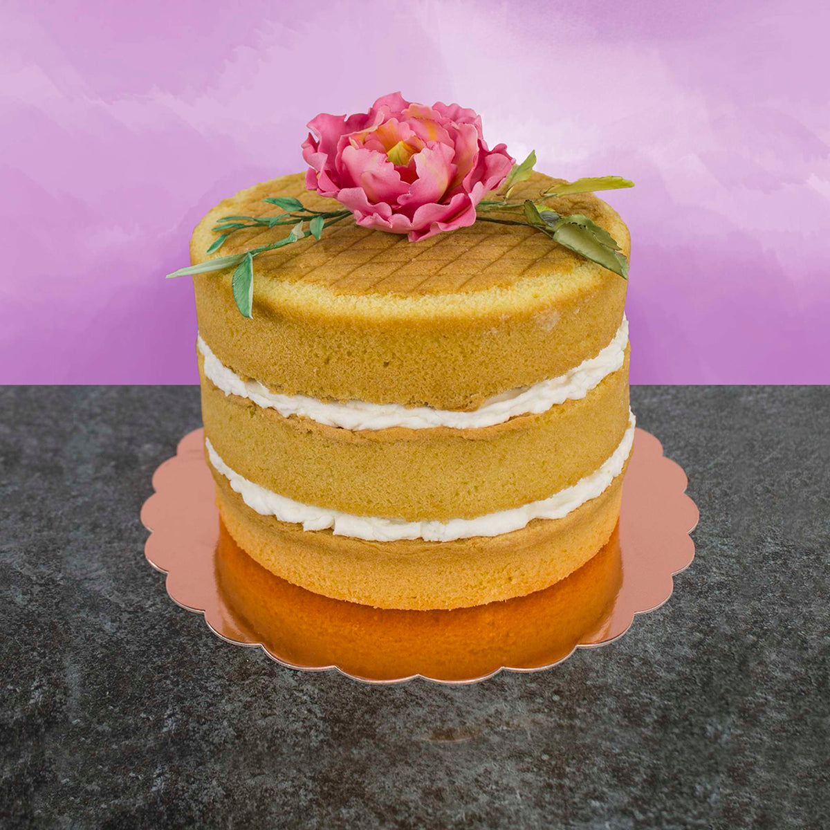 Round Rose Gold Mirror Cake Card (10in / 254mm)