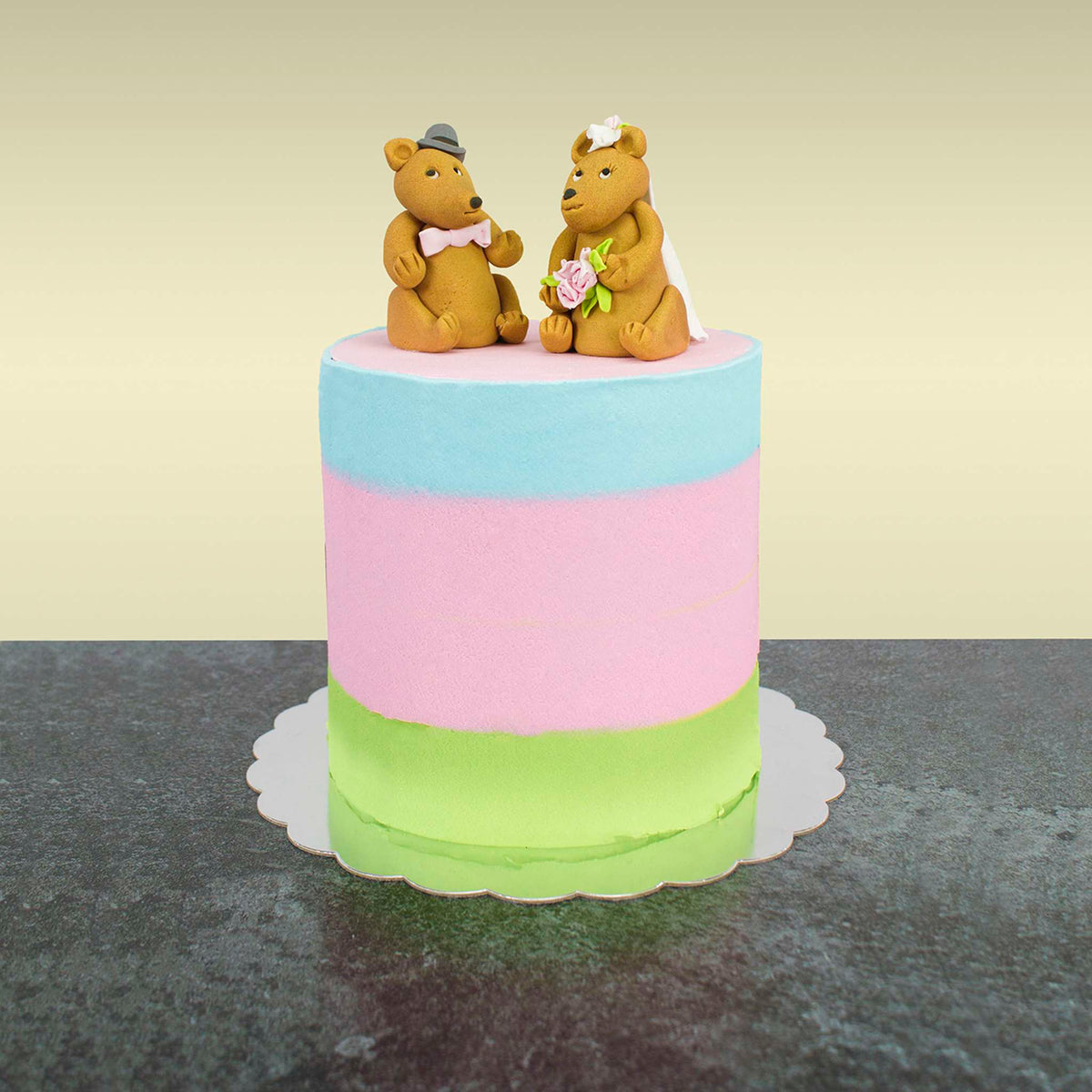 Scallop Edge Silver Mirror Cake Card (10in / 254mm)