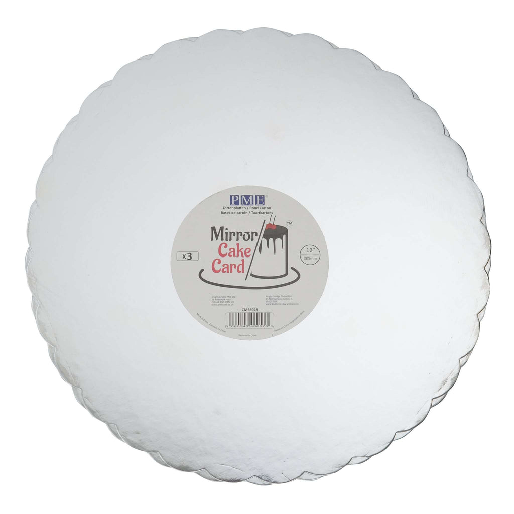 Scallop Edge Silver Mirror Cake Card (12in / 305mm)