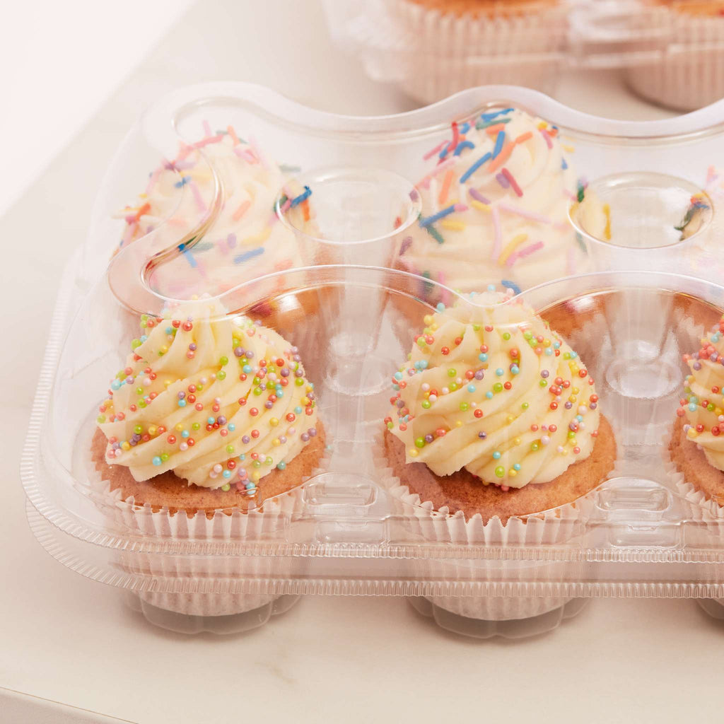 3er-Set Kunststoff Cupcake-Behälter (6 Mulden)