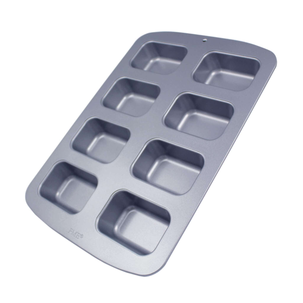 Molde para 8 Mini Pasteles Rectangulares de Acero al Carbono Antiadherente